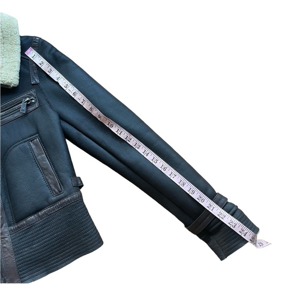 Vince Genuine Brown Leather Moto Flight Jacket with Shearing interior - Picture 10 of 13